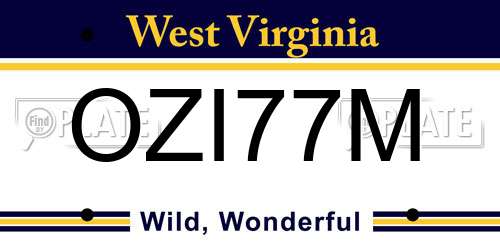 OZI77M West Virginia License Plate