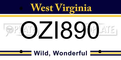 OZI890 West Virginia License Plate