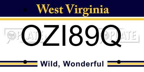 OZI89Q West Virginia License Plate
