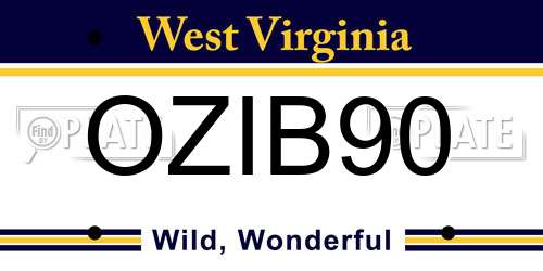 OZIB90 West Virginia License Plate
