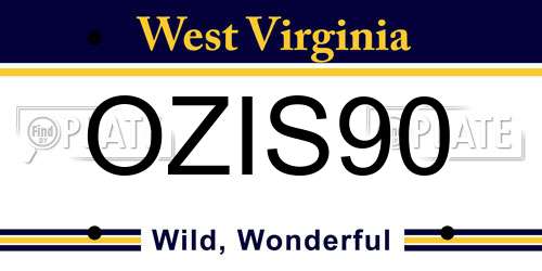 OZIS90 West Virginia License Plate