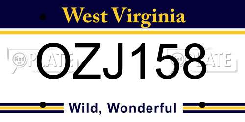OZJ158 West Virginia License Plate