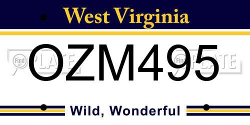 OZM495 West Virginia License Plate