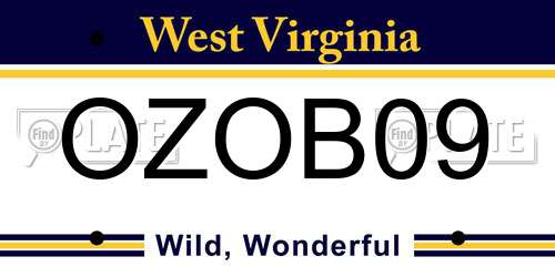 OZOB09 West Virginia License Plate