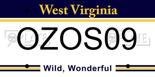 OZOS09 West Virginia License Plate