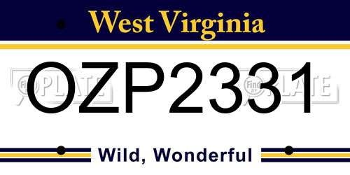 OZP2331 West Virginia License Plate
