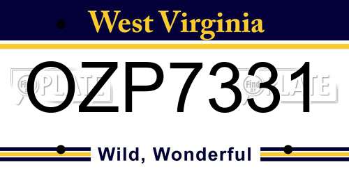 OZP7331 West Virginia License Plate