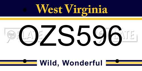OZS596 West Virginia License Plate