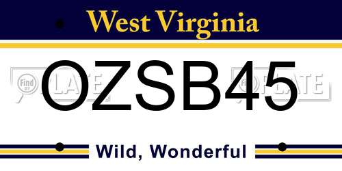 OZSB45 West Virginia License Plate