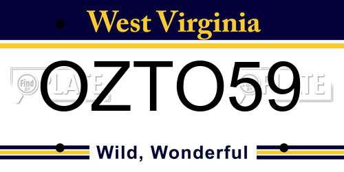 OZTO59 West Virginia License Plate