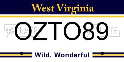 OZTO89 West Virginia License Plate