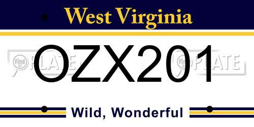 OZX201 West Virginia License Plate