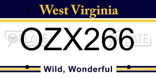 OZX266 West Virginia License Plate