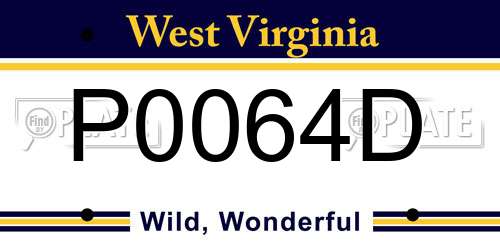 P0064D West Virginia License Plate
