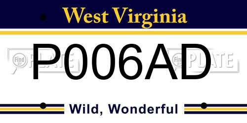 P006AD West Virginia License Plate