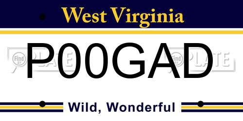 P00GAD West Virginia License Plate