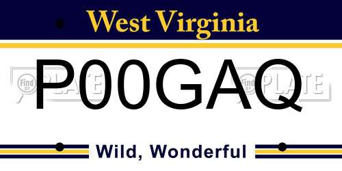 P00GAQ West Virginia License Plate
