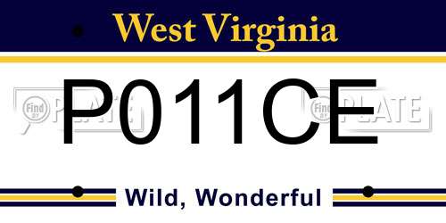 P011CE West Virginia License Plate