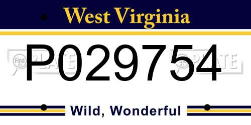 P029754 West Virginia License Plate