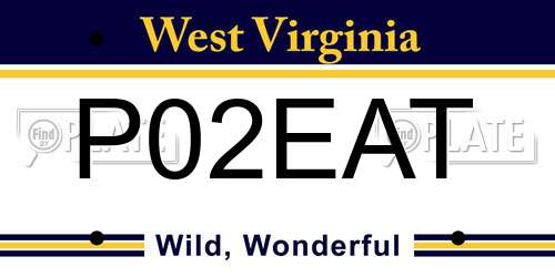 P02EAT West Virginia License Plate