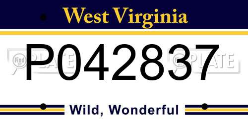 P042837 West Virginia License Plate