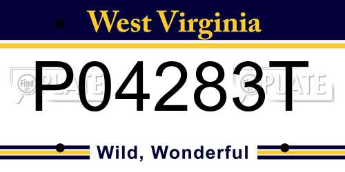 P04283T West Virginia License Plate