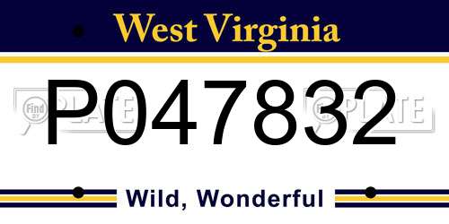 P047832 West Virginia License Plate