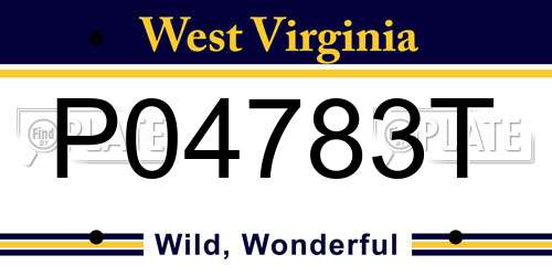 P04783T West Virginia License Plate