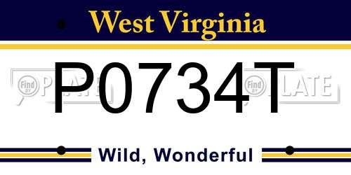 P0734T West Virginia License Plate