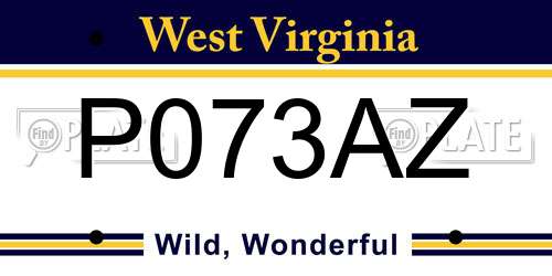 P073AZ West Virginia License Plate