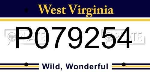 P079254 West Virginia License Plate