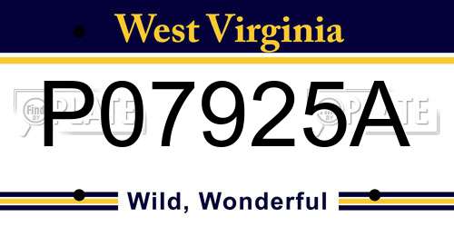 P07925A West Virginia License Plate