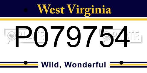 P079754 West Virginia License Plate