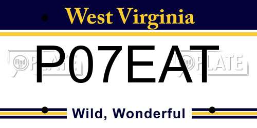 P07EAT West Virginia License Plate