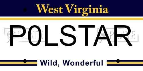 P0LSTAR West Virginia License Plate