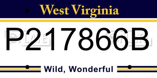 P217866B West Virginia License Plate