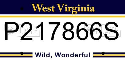 P217866S West Virginia License Plate