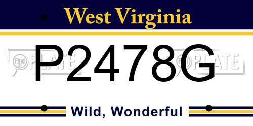 P2478G West Virginia License Plate