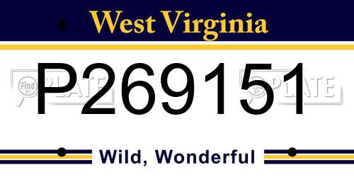 P269151 West Virginia License Plate