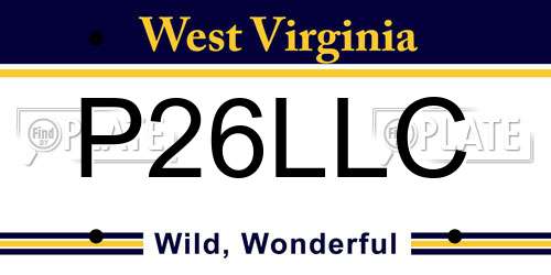 P26LLC West Virginia License Plate