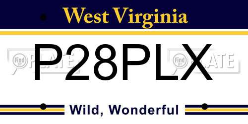 P28PLX West Virginia License Plate
