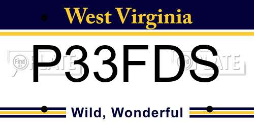 P33FDS West Virginia License Plate