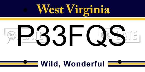 P33FQS West Virginia License Plate