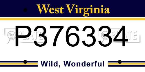 P376334 West Virginia License Plate