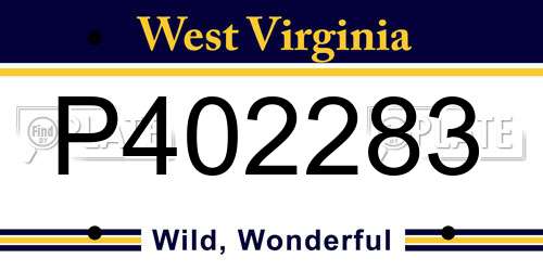 P402283 West Virginia License Plate