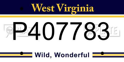 P407783 West Virginia License Plate