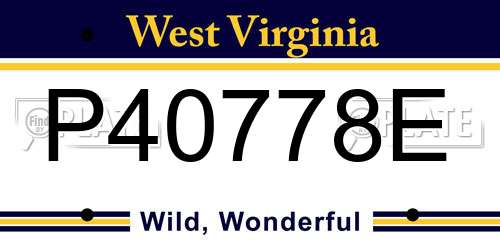 P40778E West Virginia License Plate