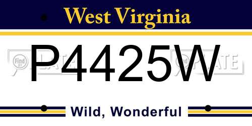 P4425W West Virginia License Plate