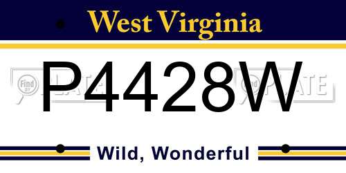 P4428W West Virginia License Plate