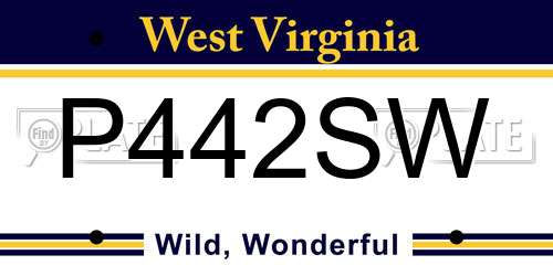 P442SW West Virginia License Plate